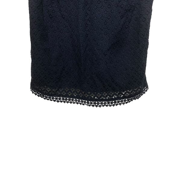 Merona Womens Navy Lace Top L Lined Crochet Overlay Cottagecore Boho Cowgirl - Picture 6 of 10